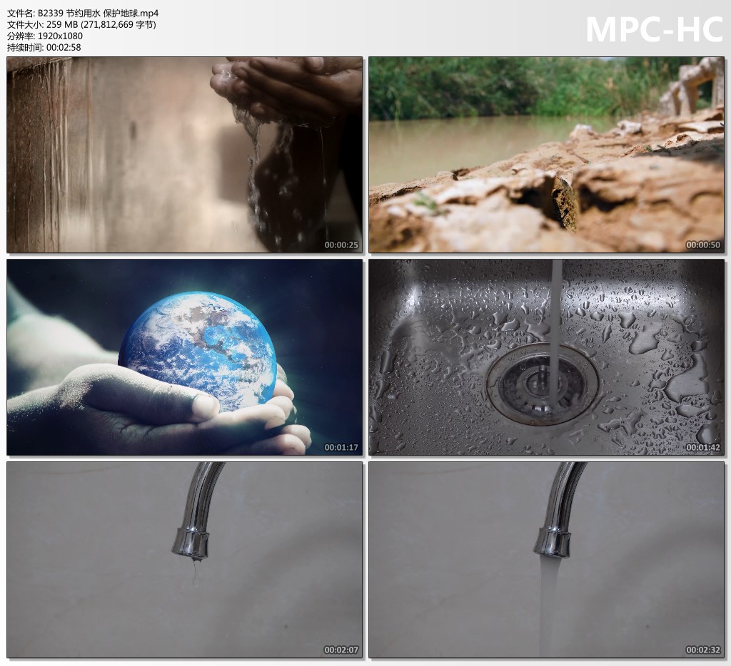 节约用水保护地球环境水资源匮乏水龙头接水滴水公益实拍视频素材