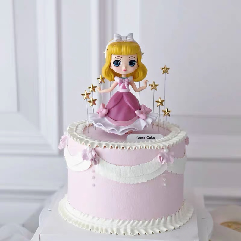 烘焙蛋糕装饰摆件新款白雪罗拉粉裙公主玩偶女孩女神生日网红蛋糕