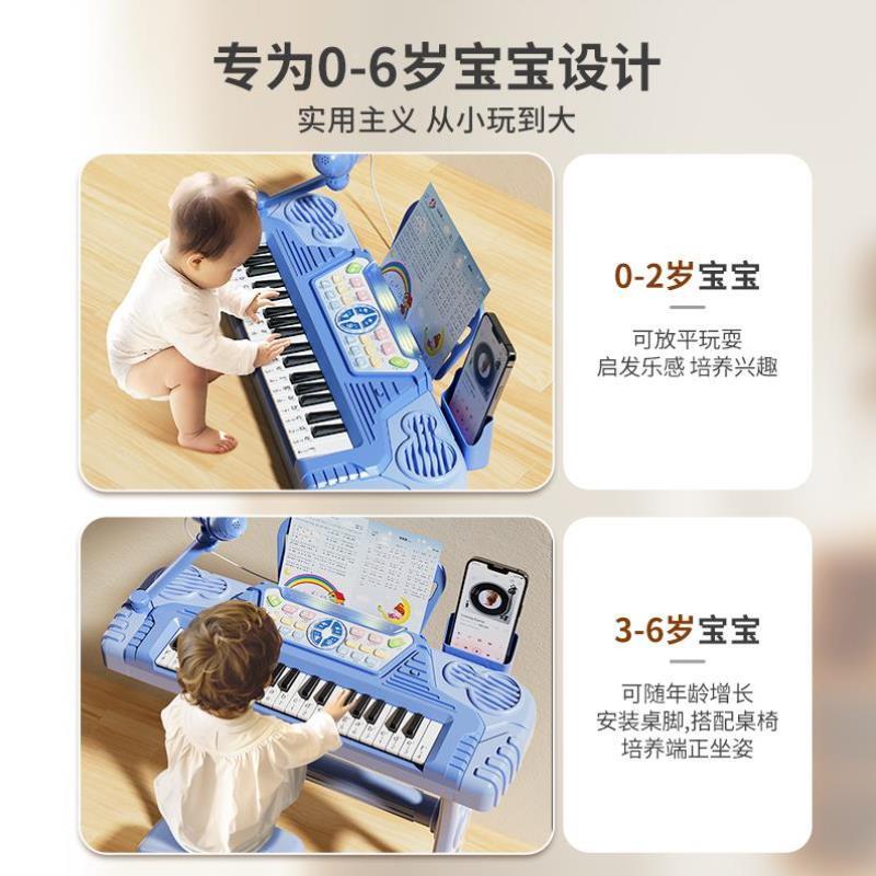 37键电子琴儿童乐器初学早教宝宝幼儿女孩带话筒小钢琴玩具可弹!
