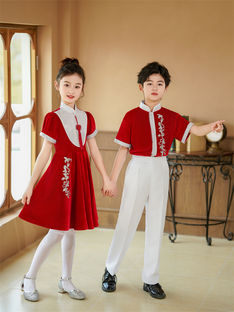 六一儿童朗诵演出服男女中小学生大合唱团表演服中国风幼儿舞蹈裙