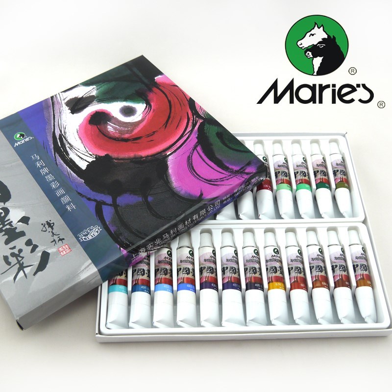 Marie's 24 Colors Chinese Painting Paint Set Meticulous