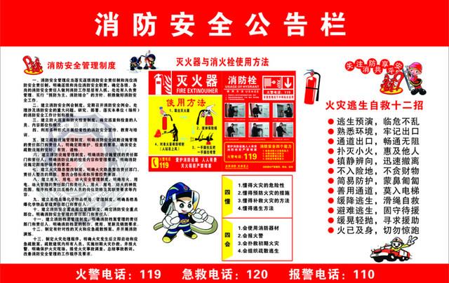消防安全公告栏 宣传海报 学校政府单位布置消防贴画标语挂图