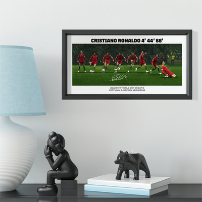 C罗世界杯帽子戏法绝平西班牙经典相框照片墙足球迷礼物居家装饰