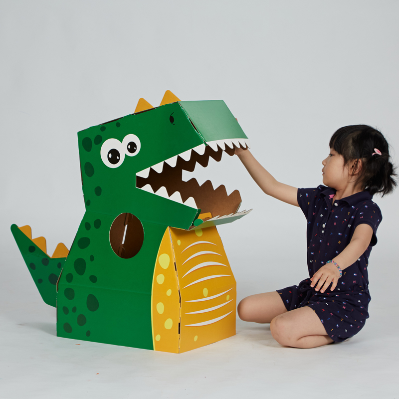 纸箱恐龙可穿幼儿园儿童玩具手工diy拼装制作纸壳纸板纸盒霸王龙