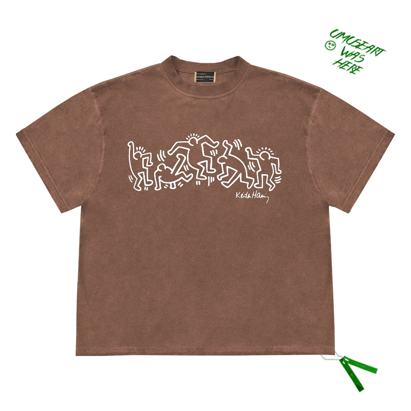 简约80、90年代Keith Haring基思·哈林简笔画图案设计感短袖T恤