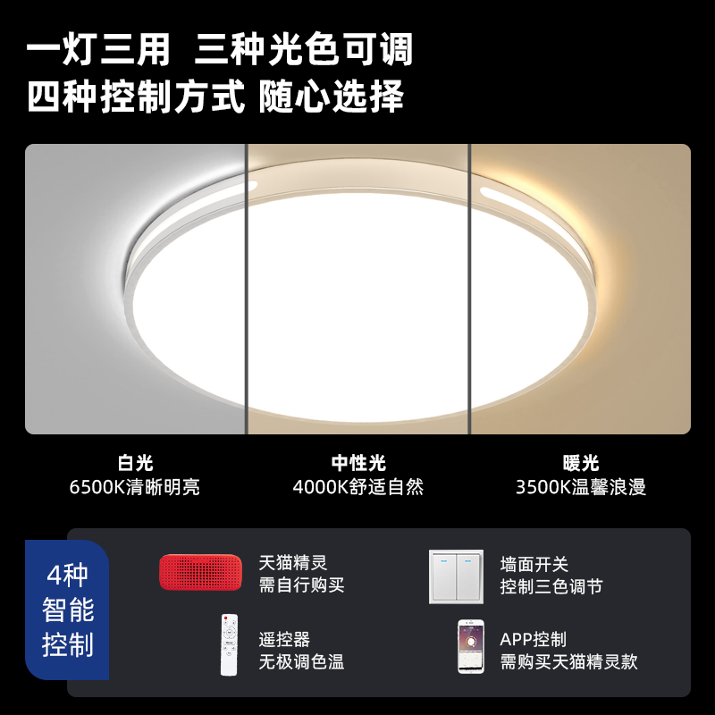 小米有品2021年新款主卧室灯LED吸顶灯简约现代大气圆形阳台客厅