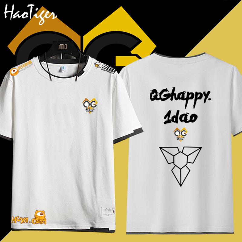 QGhappy战队队服比赛假两件T恤KPL王者游戏荣耀QG.HAPPY男女短袖