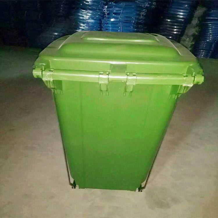 120升脚踏式塑料垃圾桶绿色户外环卫带轮分类垃圾桶厂家直销
