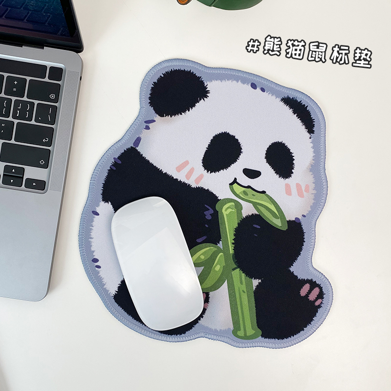 熊猫花花电脑鼠标垫创意可爱卡通简约小号游戏办公桌面女生高颜值
