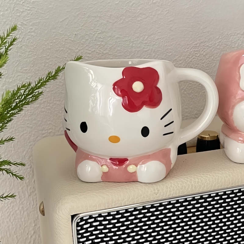 Kitty一口杯迷你陶瓷杯凯蒂猫水杯小号茶杯可爱家用嗨喽kt马克杯