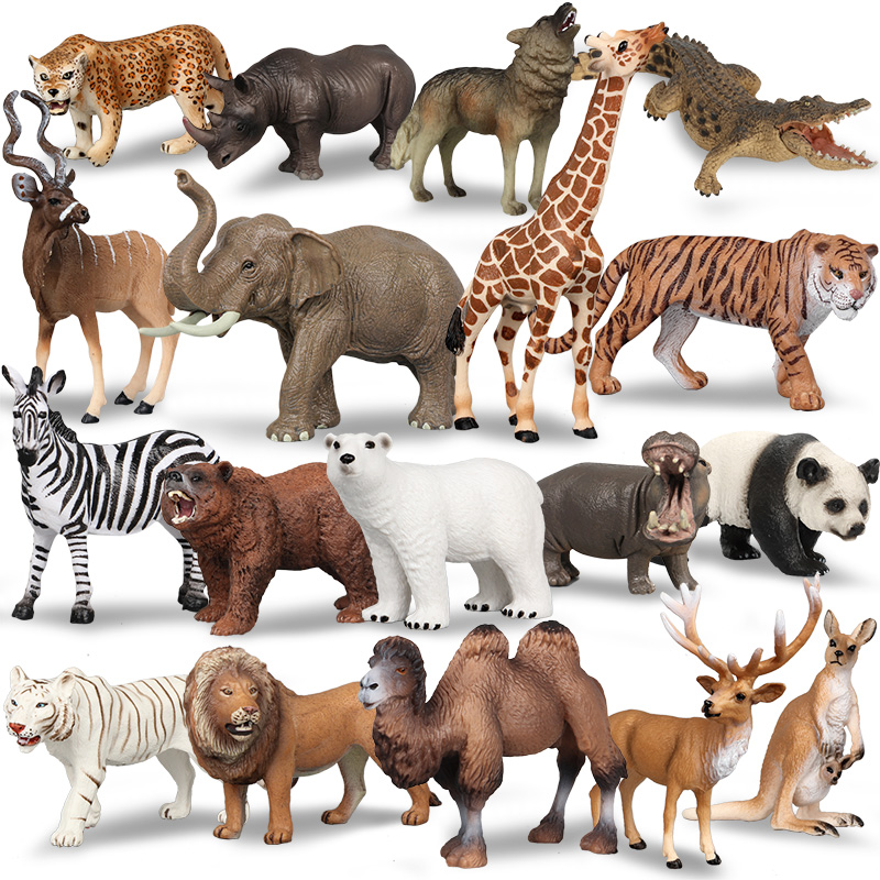 仿真动物玩具模型野生动物园大象老虎斑马狮子长颈鹿鳄鱼儿童认知