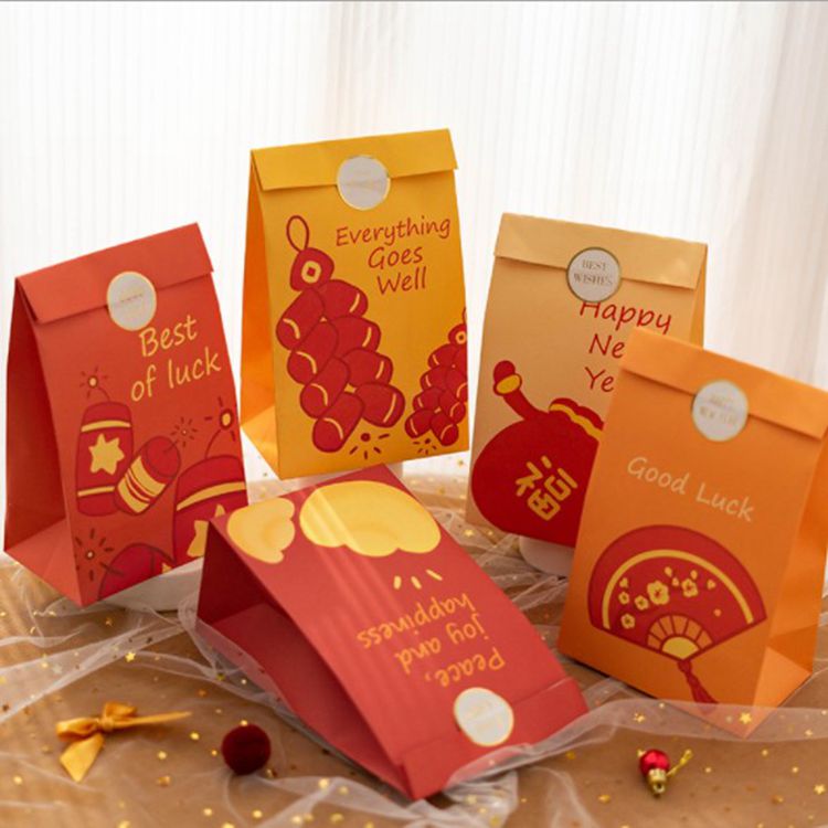 新年礼品袋创意卡通环保包装袋虎年新春礼物纸袋糖果袋烘焙食品袋