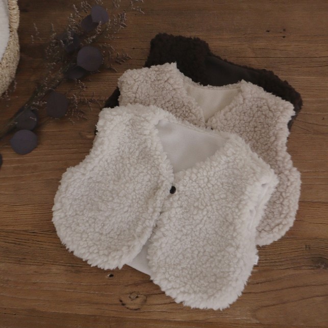 韩国进口婴幼童装PEEKABOO羊羔绒马甲冬季柔软加绒防风保暖背心