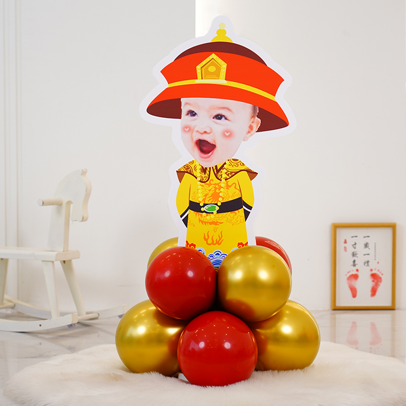 生日定制kt板宝宝头像立牌周岁场景装饰气球儿童百日男孩满月布置
