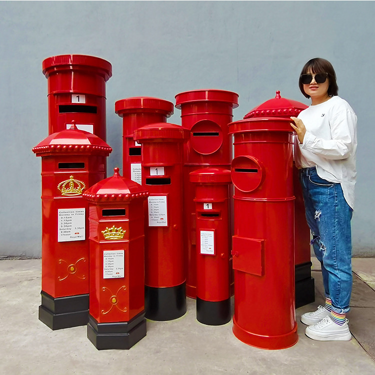 英伦风复古铁艺邮筒六角信箱投票选举装饰箱手工制作信箱