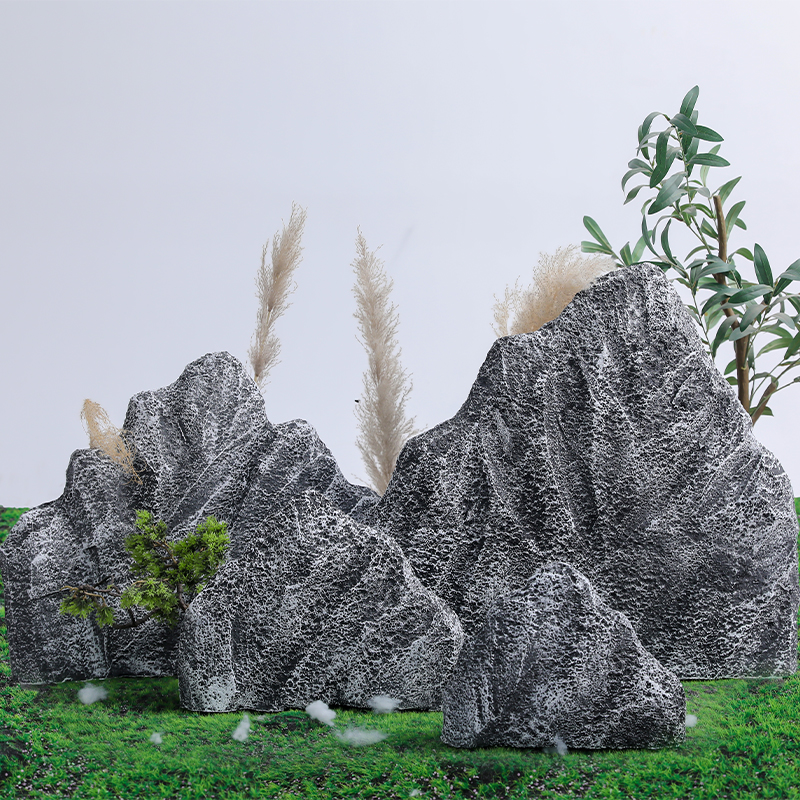 爆款定制仿真假山造景摄影塑雕舞台石头道具高密度泡沫雪浪石花园