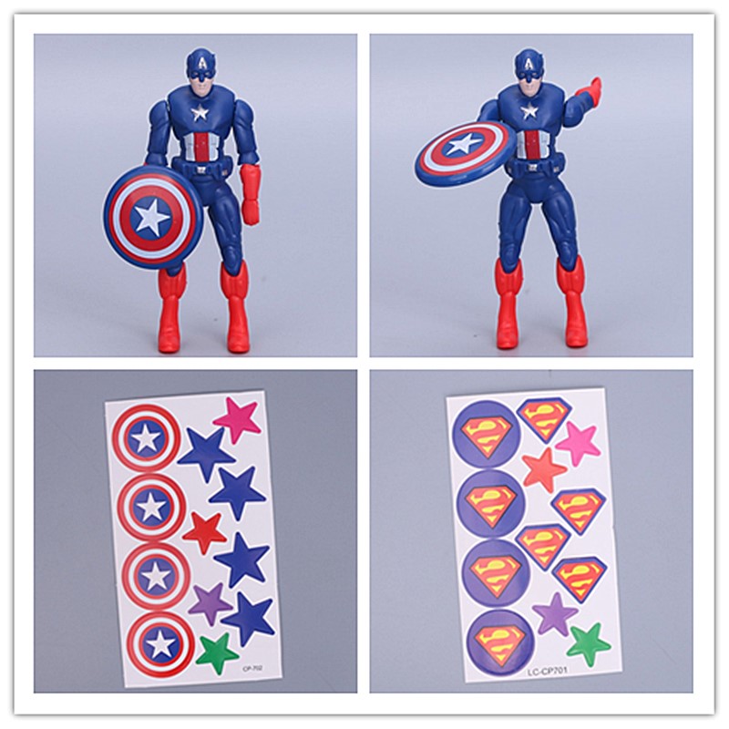卡通儿童生日蛋糕装饰摆件美国队长超人星星插件套装英雄主题插牌