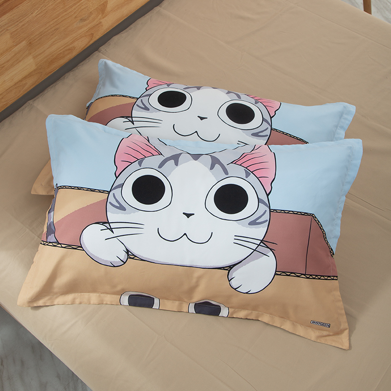 卡通萌宠网红猫咪单人枕头套一个高清印图床上用品学生宿舍枕芯袋