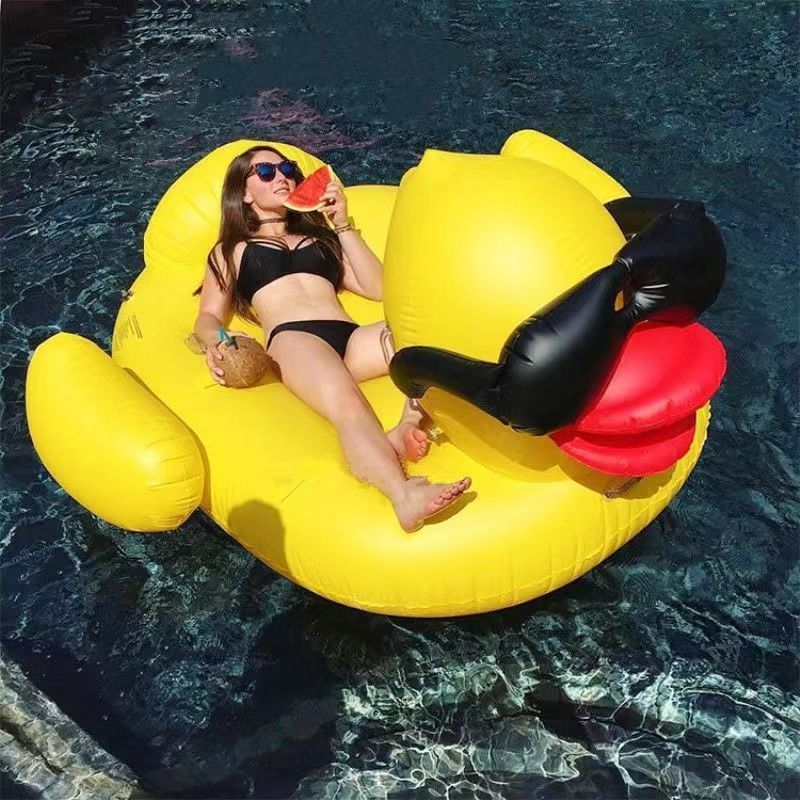 泳池漂浮玩具网红充气大黄鸭超大号水上浮床成人游泳圈泳池黄鸭子