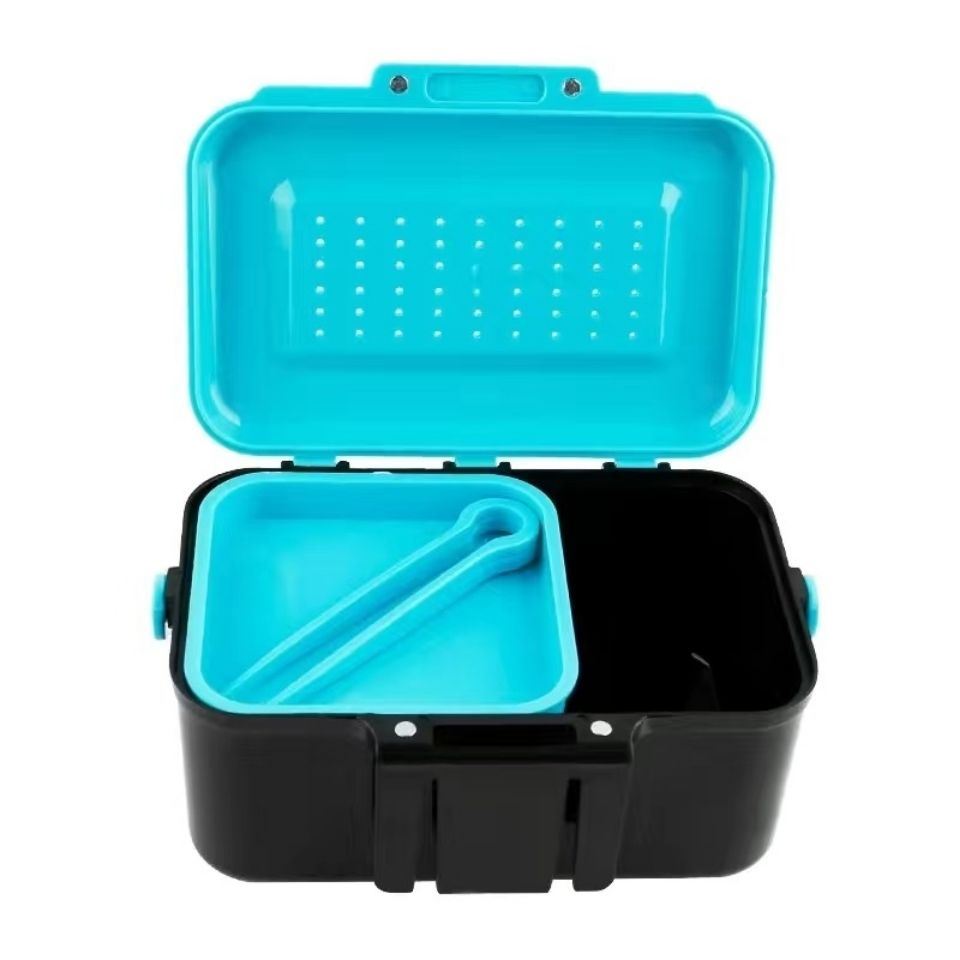 新款多层活饵盒红虫盒蚯蚓盒沙蚕盒可挂腰间保湿透气防跑虫矶钓盒