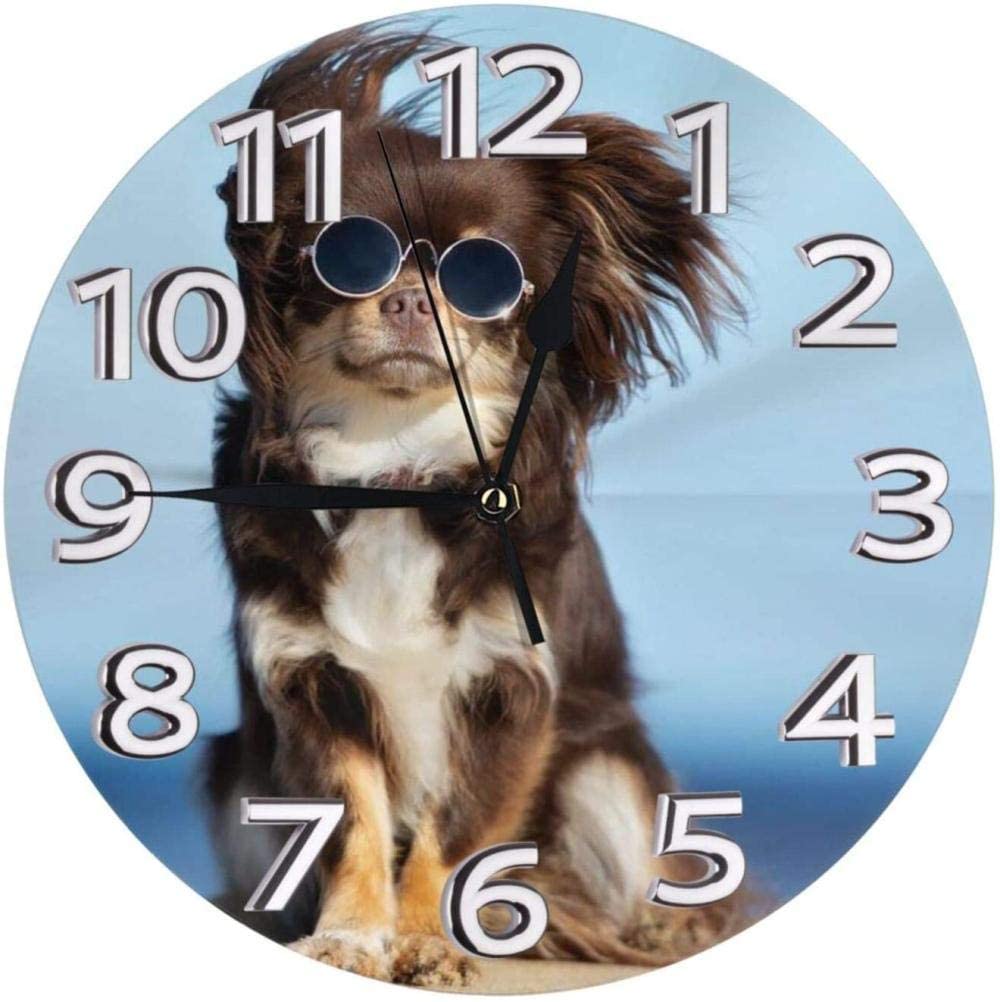 时尚太阳镜可爱的小狗漂亮挂钟  生日快乐有趣的狗定制跨境钟表