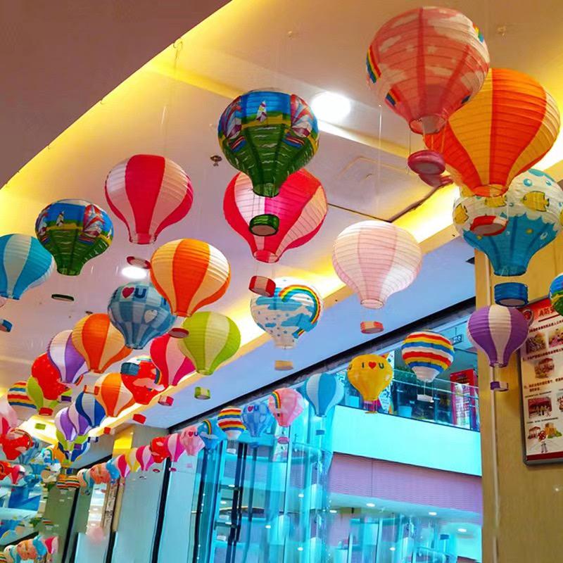 幼儿园教室场景布置热气球装饰超市空中吊饰店铺天花板吊顶挂饰
