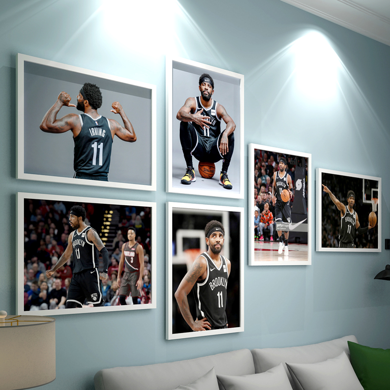 欧文照片墙　海报NBA科比乔丹詹姆斯字母哥挂画库里装饰画伦纳德