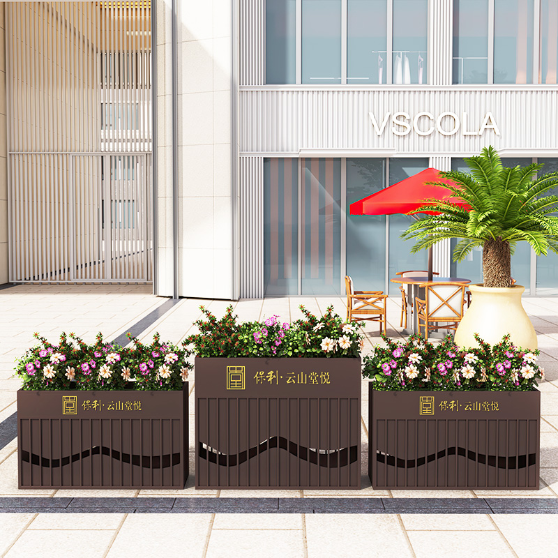 户外铁艺花箱组合围栏市政隔断广场花架种植箱花坛不锈钢花槽定制