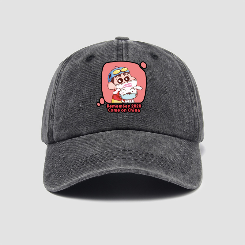 全民戴口罩系列卡通蜡笔小新帽子棒球帽男女简约鸭舌帽遮阳帽户
