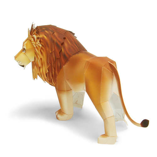 仿真动物玩偶狮子3d立体纸模型DIY手工制作儿童益智折纸玩具摆件