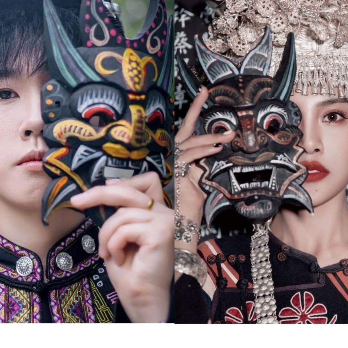 傩戏面具脸谱贵州手工雕刻非遗彩绘民族演出面具旅游拍照随机一个