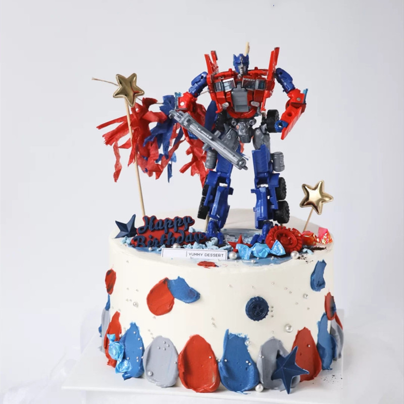烘焙蛋糕装饰变形玩具金刚汽车机器擎天战神摆件男孩生日派对装扮