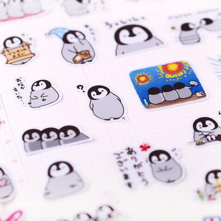 手帐贴纸 手账本ins可爱韩国装饰卡通自制贴纸包素材 企鹅40枚入