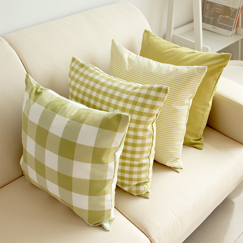 定做各种尺寸形状色织涤棉全棉沙发套抱枕套黄色绿色多色现代简约