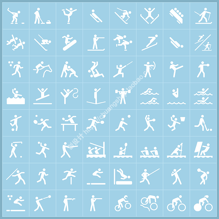 体育运动项目图标 64个冬季夏季竞技比赛icon AI格式矢量设计素材
