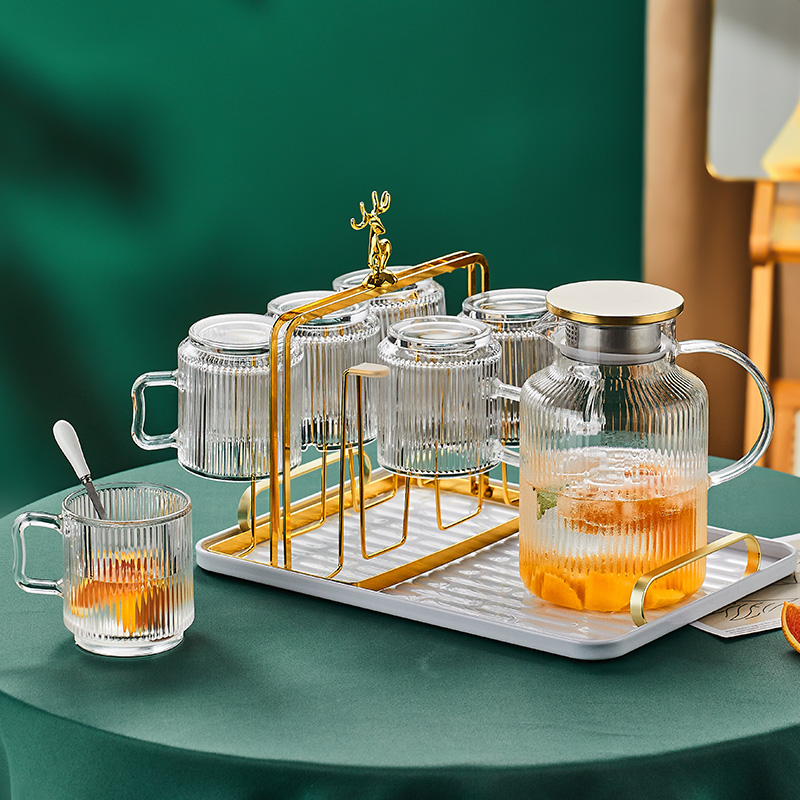 耐热冷水壶玻璃水杯套装北欧风泡茶壶家用大容量凉水杯凉茶壶扎壶