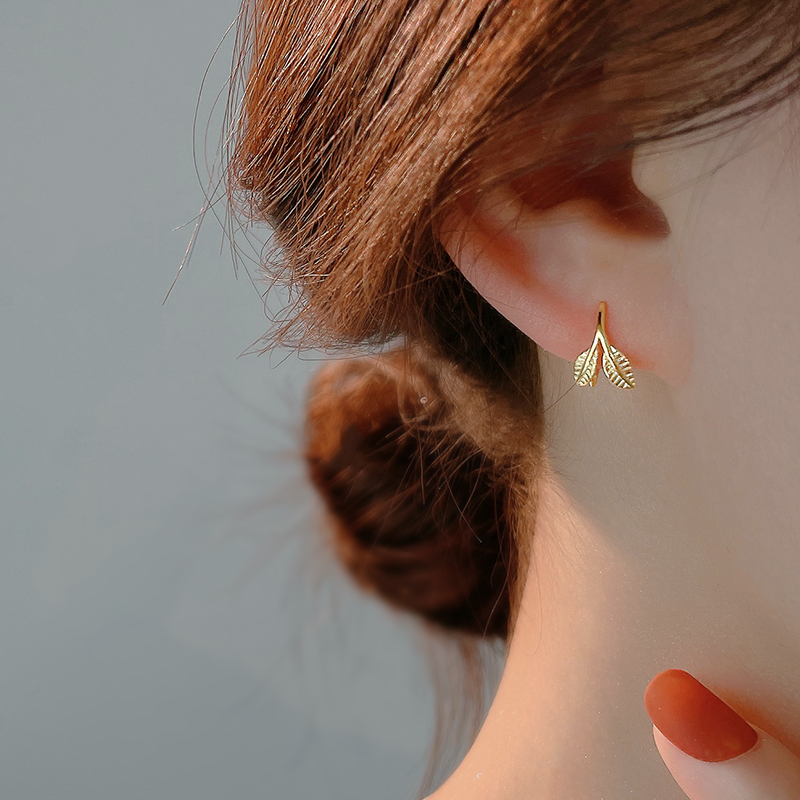 s999足银耳钉养耳洞睡觉不用摘时尚气质女耳环小众设计感高级纯银