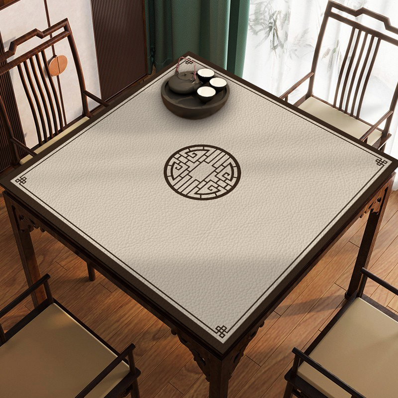 皮革正方型餐桌茶几桌垫防烫防水免洗老式四方桌八仙桌新中式桌布