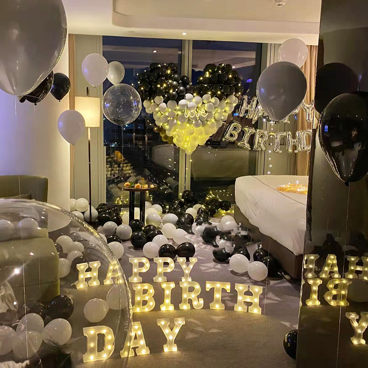 生日装饰场景布置酒店房间卧室男朋友表白求婚室内布置气球用品全