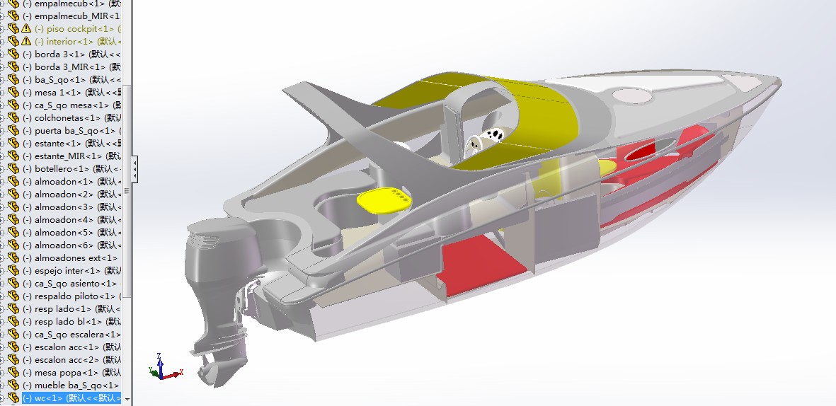 22.5英尺小型游艇3D图纸 stp格式 快艇船舶三维建模