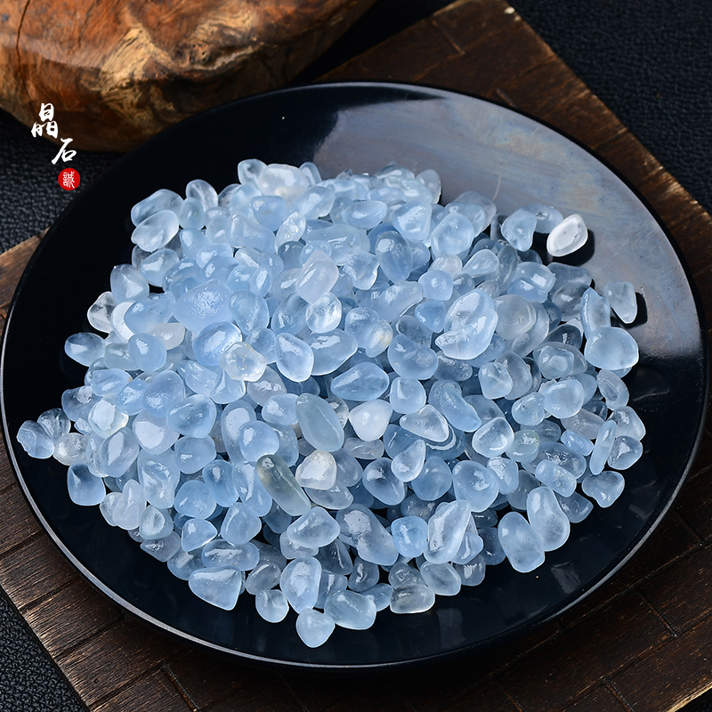 厂家天然天青石碎石天蓝色水晶原矿小颗粒鱼缸造景原石摆件装饰观