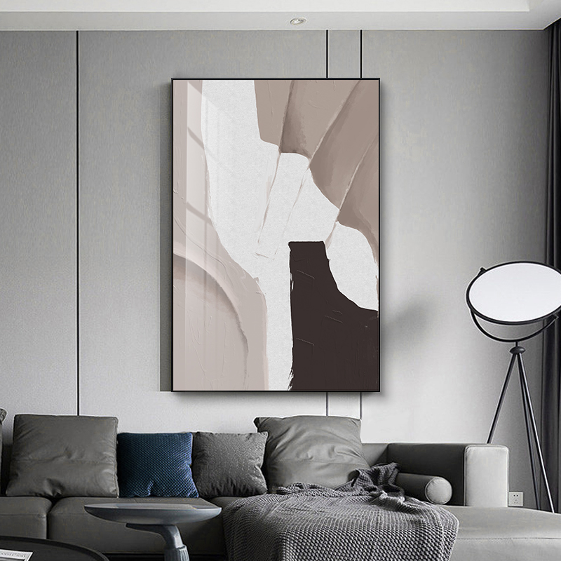 侘寂风装饰画客厅沙发背景墙大幅落地极简高级感黑白抽象玄关挂画