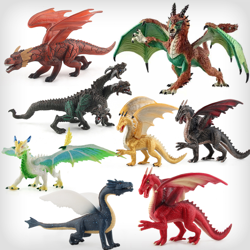 魔龙恐龙模型玩具喷火龙飞天怪兽手办三头龙冰雪龙仿真动物摆件