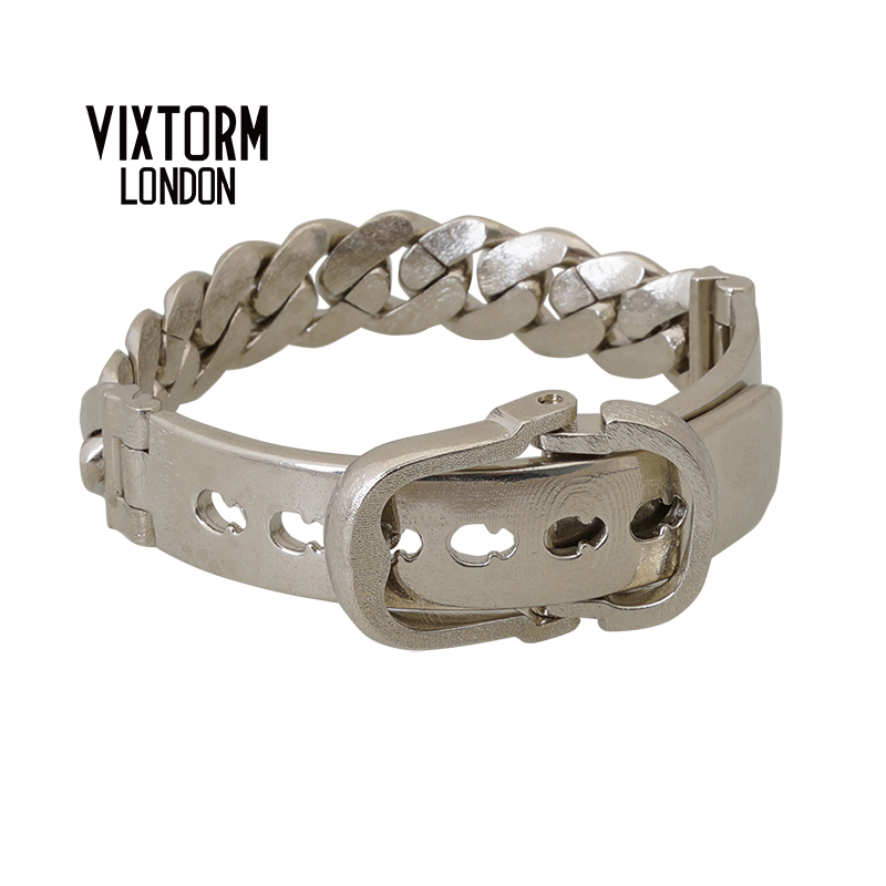 VIXTORM®正品手镯 金属朋克复古白铜古巴链镯子 原创设计印第安