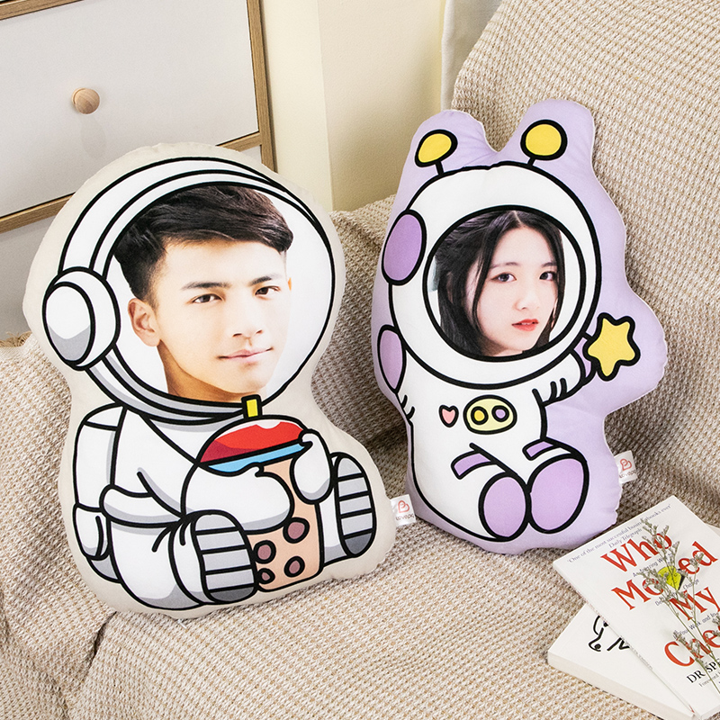 diy宇航员抱枕定制太空人毛绒玩具人脸照片玩偶新年生日礼物女生