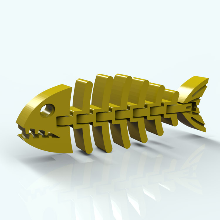 3d打印图纸模型素材铰接关节可动鱼骨头STL摆件立体圆雕图F3597