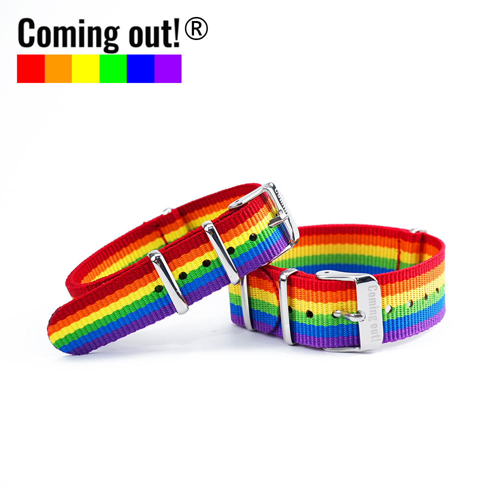 Coming out!原创设计钛钢表带不锈钢彩虹品牌伴侣情侣饰品