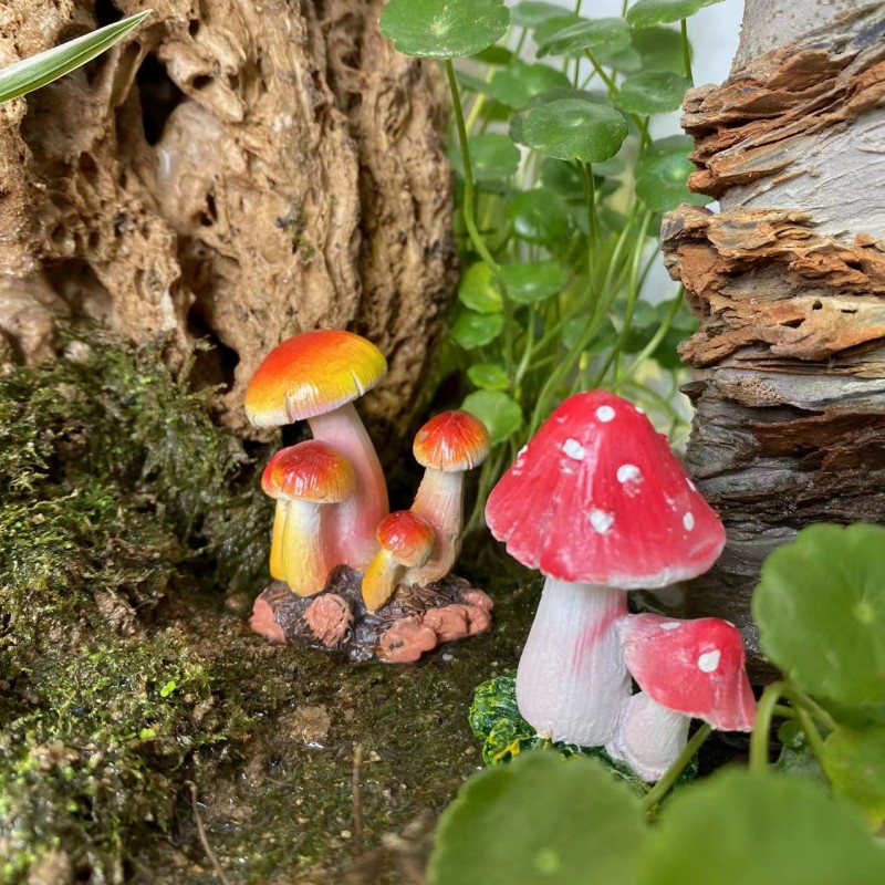 礼物园艺品仿真小蘑菇摆件树脂工艺品盆景苔藓微景观制作装饰精品