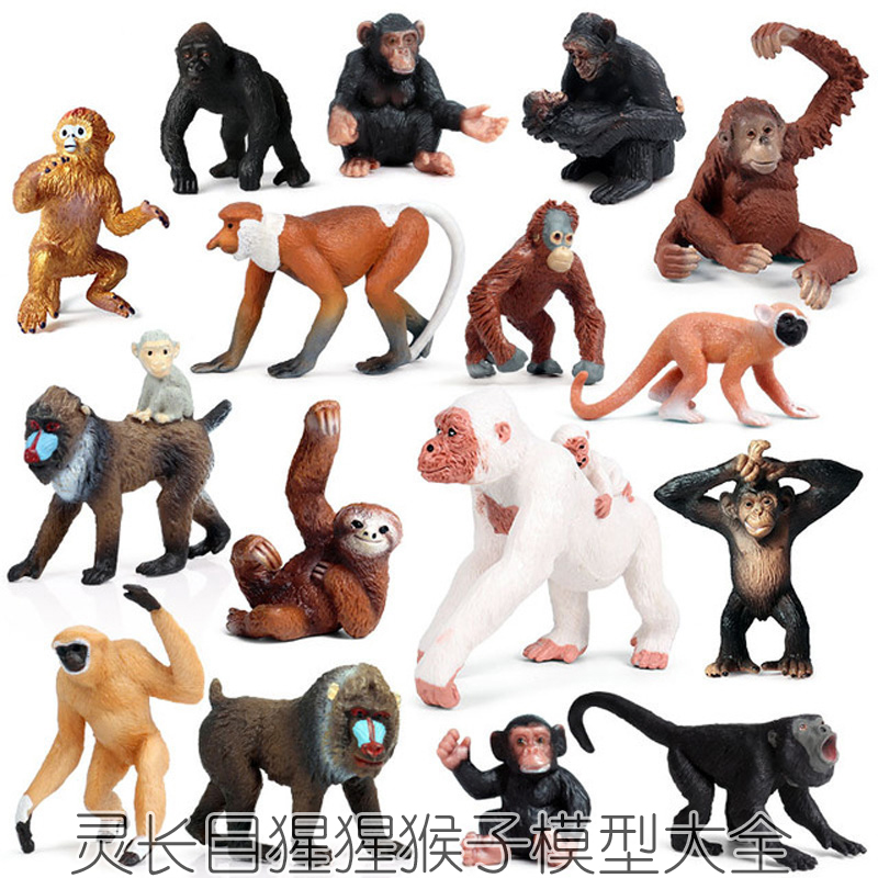 硬塑料大猩猩玩具红毛猿猴子摆件猕猴狒狒仿真模型灵长目动物公仔