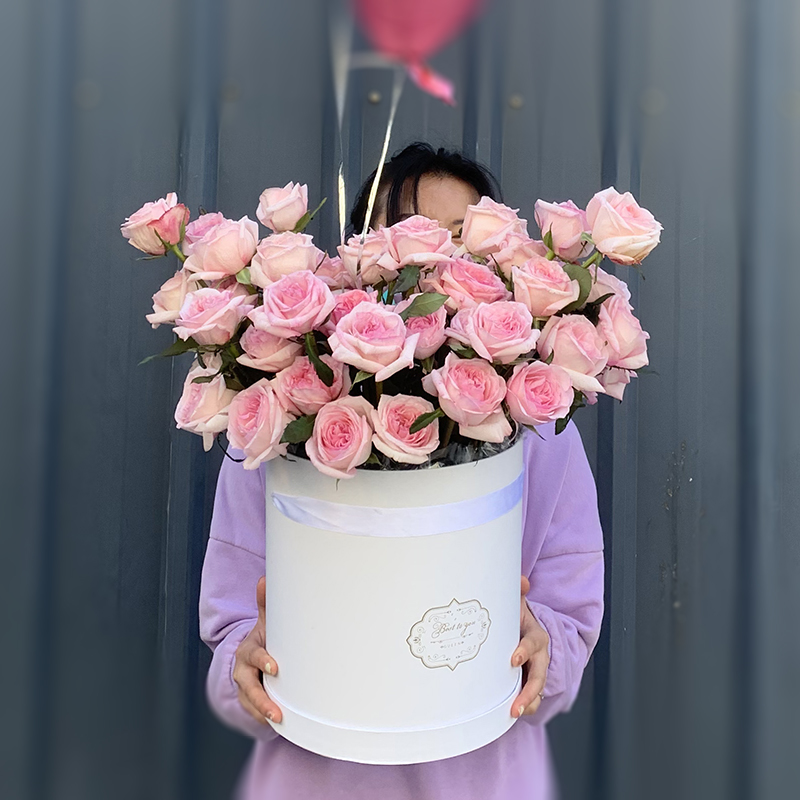 新款52朵荔枝粉玫瑰花束花店生日配送花店北京鲜花速递同城小时